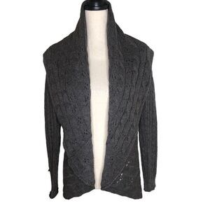 C by Bloomingdale’s Wide Collar, Cable Knit, Open Cashmere Quiet Luxury Cardigan